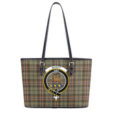Scott Green Weathered Tartan Crest Leather Tote Bag